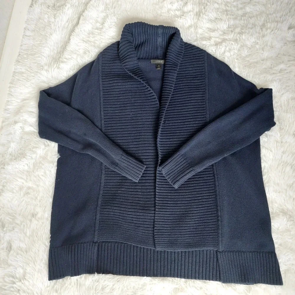 J.Crew 100% Cotton‎ Knit Cardigan Sweater Navy Blue Size XS